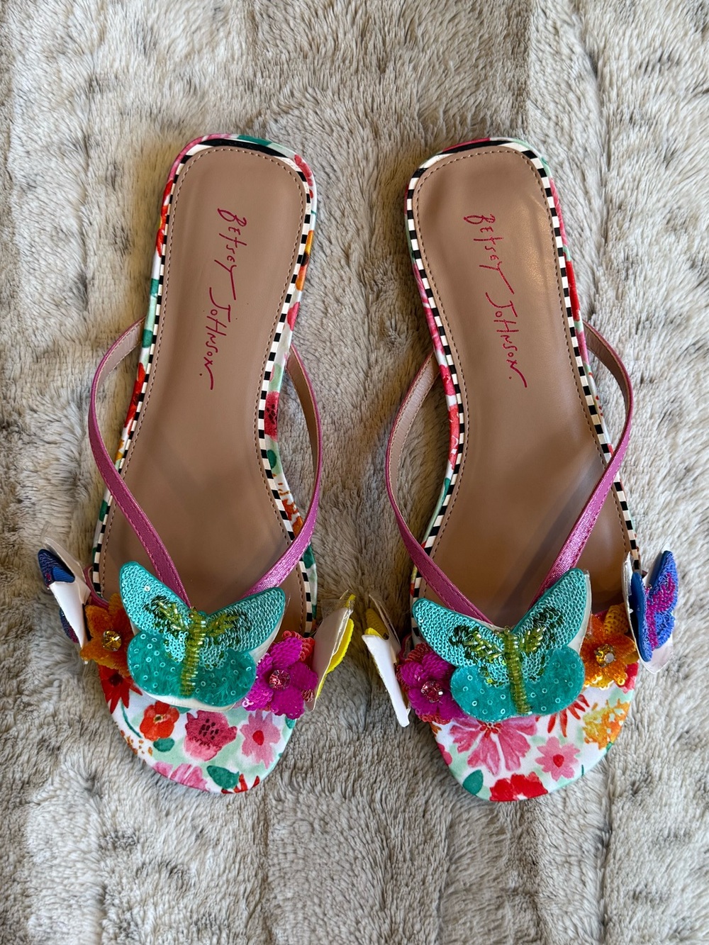 NEW Betsey Johnson Sellena Slide Sandal in Teal Multi Size 8.5” - Picture 5 of 13